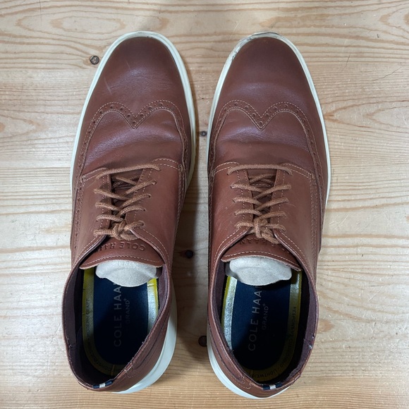 Cole Haan Grand+ Wingtip Oxford Shoes Mens 12 M Brown British Tan Leather C36939 main image 5